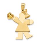 14k The Kids Girl with Yellow CZ November Birthstone Engravable Kiss Charm
