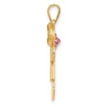 14k The Kids Girl with Pink CZ October Birthstone Engravable Kiss Charm - Image 2