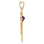 14k The Kids Boy with Purple CZ February Birthstone Engravable Kiss Charm - Image 2
