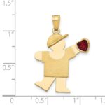 14k The Kids Boy with Red CZ July Birthstone Engravable Kiss Charm - Image 2