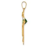 14k The Kids Boy with Green CZ May Birthstone Engravable Kiss Charm - Image 2