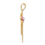 14k The Kids Boy with Pink CZ October Birthstone Engravable Kiss Charm - Image 2