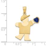 14k The Kids Boy with Dark Blue CZ September Birthstone Engravable Kiss Charm - Image 3
