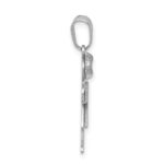 14k White Gold The Kids Small Girl with Bow on Left Engravable Hugs Charm - Image 2