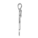 14k White Gold The Kids Medium Girl with Bow on Left Engravable Joy Charm - Image 2