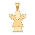 14k The Kids Solid Satin Small Girl with Ruffles Engravable Love Charm