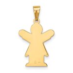 14k The Kids Solid Satin Small Girl with Ruffles Engravable Love Charm - Image 4