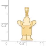 14k The Kids Solid Satin Small Boy in Overalls Engravable Love Charm - Image 3