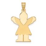 14k The Kids Solid Satin Medium Girl with Ruffles Engravable Love Charm