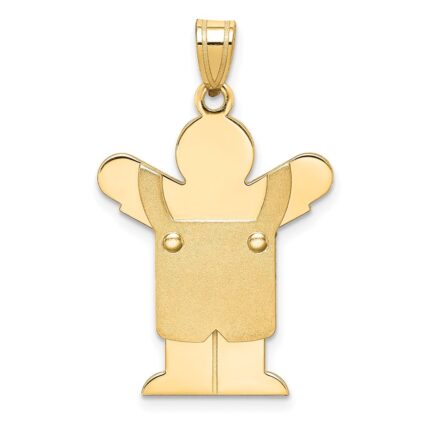 14k The Kids Solid Satin Medium Boy in Overalls Engravable Love Charm