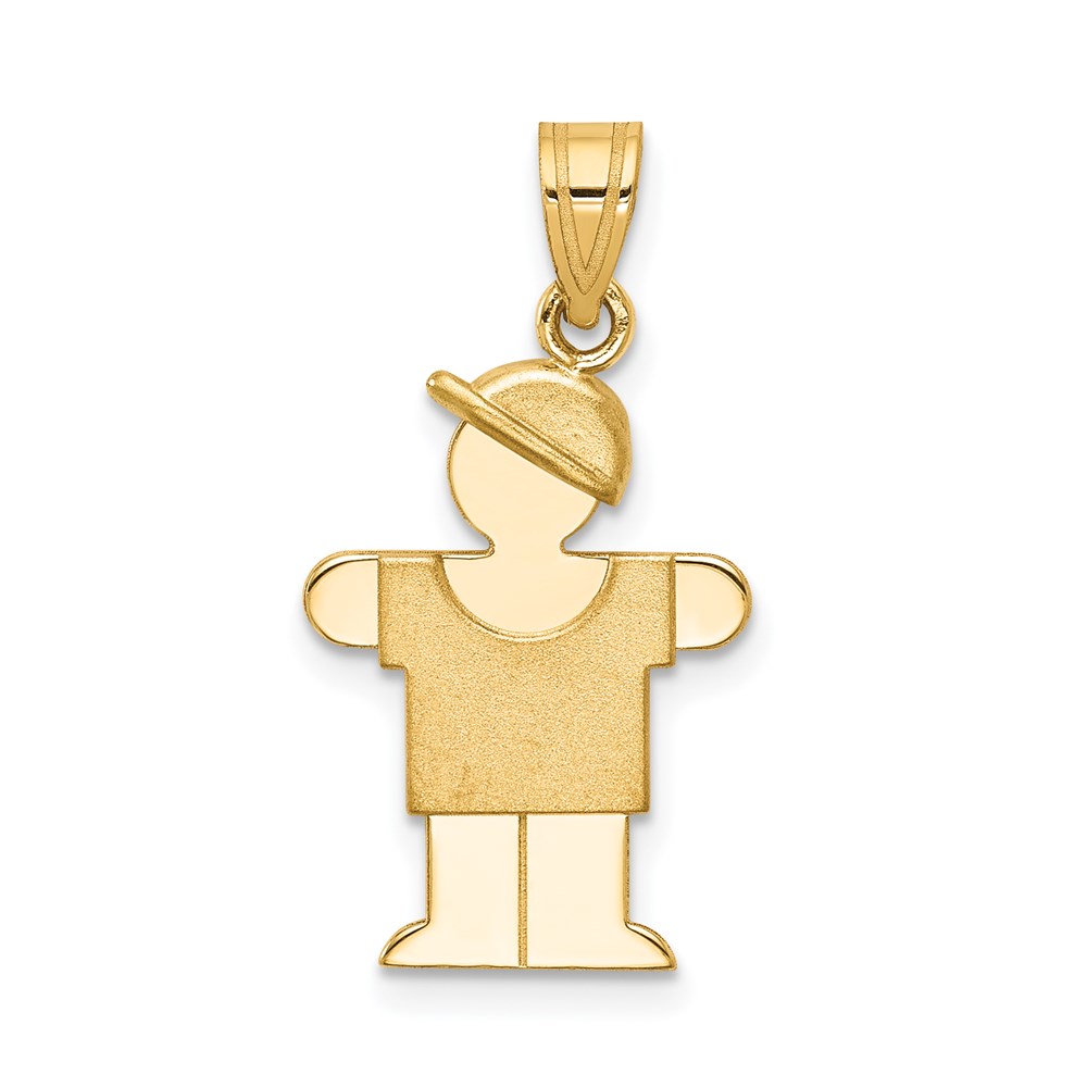 XK377.jpg 14k The Kids Solid Engravable Small Boy with Hat on Right Hugs Charm - Image 1