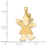 14k The Kids Solid Engravable Medium Girl with Bow on Right Kiss Charm - Image 3