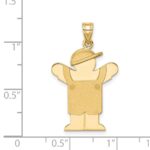 14k The Kids Solid Engravable Medium Boy in Overalls with Hat on Left Love Charm - Image 3