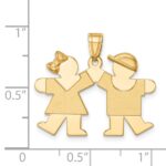 14k The Kids Solid Engravable Small Girl on Left and Boy on Right Kiss Charm - Image 3