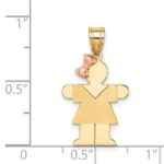 14k Two-tone The Kids Small Girl with Bow on Left Engravable Hugs Charm - Image 3