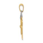14k Two-tone The Kids Small Boy in Overalls with Hat on Left Engravable Love Charm - Image 2