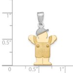 14k Two-tone The Kids Small Boy in Overalls with Hat on Left Engravable Love Charm - Image 3