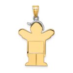 14k Two-tone The Kids Medium Boy in Overalls with Hat on Left Engravable Love Charm - Image 4