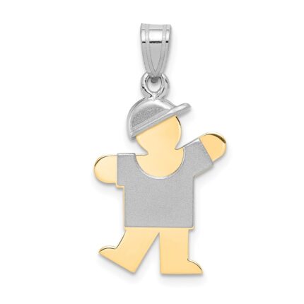 14k Two-tone The Kids Small Boy with Hat on Left Engravable Kiss Charm