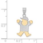 14k Two-tone The Kids Small Boy with Hat on Right Engravable Joy Charm - Image 3