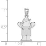 14k White Gold The Kids Small Boy in Overalls with Hat on Left Engravable Love Charm - Image 3