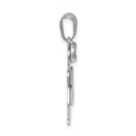 14k White Gold The Kids Small Girl with Bow on Left AA Diamond Hugs Charm - Image 2