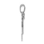 14k White Gold The Kids Small Girl with Bow on Left AA Diamond Love Charm - Image 2