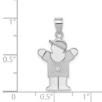 14k White Gold The Kids Small Boy with Hat on Right AA Diamond Love Charm - Image 3