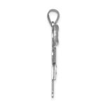 14k White Gold The Kids Medium Girl with Bow on Left AA Diamond Hugs Charm - Image 2