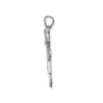 14k White Gold The Kids Medium Girl with Bow on Right AA Diamond Kiss Charm - Image 2