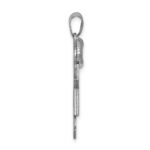 14k White Gold The Kids Medium Girl with Bow on Left AA Diamond Joy Charm - Image 2