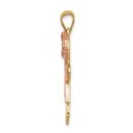 14k Two-tone The Kids Medium Girl with Bow on Right AA Diamond Kiss Pendant - Image 2