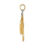 14k Two-tone The Kids Medium Puffed Boy with Hat on Left Engravable Kiss Charm - Image 2