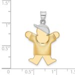 14k Two-tone The Kids Medium Puffed Boy with Hat on Right Engravable Joy Charm - Image 2