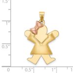 14k Two-tone The Kids Medium Puffed Girl with Bow on Left Engravable Joy Charm - Image 2