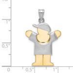14k Two-tone The Kids Medium Puffed Boy with Hat on Right Engravable Love Charm - Image 3