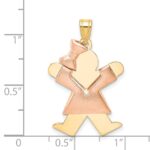 14k Two-tone The Kids Medium Puffed Girl with Bow on Left Engravable Joy Charm - Image 3
