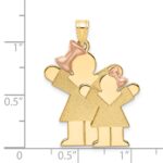 14k Two-tone The Kids Big Girl and Little Girl Engravable Love Charm - Image 3
