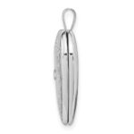 14K White Gold Diamond Star with Side Swirl Edge 20mm Heart Locket - Image 2