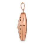 14K Rose Gold Diamond Vintage Filigree with Black Fabric Interior 21mm Oval Locket - Image 2