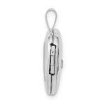 14k White Gold .01 carat Diamond Star 16mm Heart Locket - Image 2
