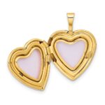 14k Pink and Green Enamel Floral Cross 16mm Heart Locket - Image 5