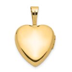14k Satin with Pink and Green Enamel Rose 12mm Heart Locket - Image 4