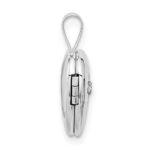 14k White Gold .01ct. Diamond Star 12mm Heart Locket - Image 2