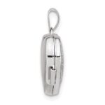 14k White Gold Brushed Diamond Star 15mm Heart Locket - Image 2