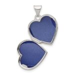 14k White Gold Brushed Diamond Star 15mm Heart Locket - Image 5