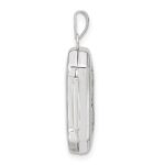 14k White Gold Polished and Brushed Diamond-cut 20x15mm Rectangular Locket - Image 2