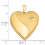 14K Satin and Polished Diamond Star 20mm Heart Locket - Image 5