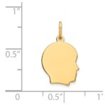 14k Plain Small .013 Gauge Facing Right Engravable Boy Head Charm - Image 3