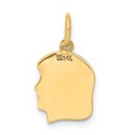 14k Plain Small .009 Gauge Facing Right Engravable Girl Head Charm - Image 4